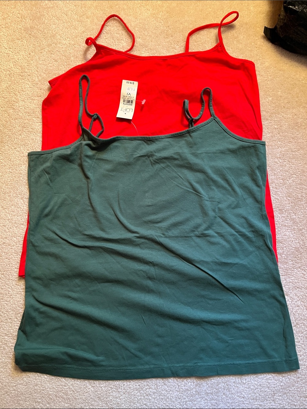 LOFT Red and Green Spaghetti Strap Camisole Duo Sz XL